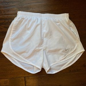 white nike dri-fit tempo running shorts